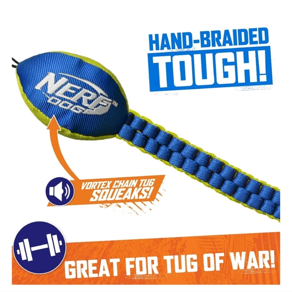 Nerf Dog Vortex Chain Tug Dog Toy with Durable Braided Nylon, 25" - Picture 4 of 8